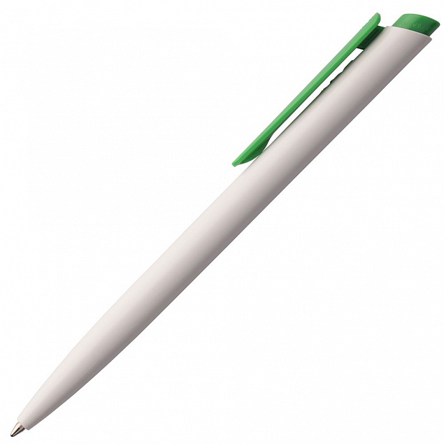 Ручка шариковая Senator Dart Polished, бело-зеленая с логотипом в Волгограде заказать по выгодной цене в кибермаркете AvroraStore