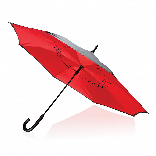 Механический двусторонний зонт 23”, красный с логотипом в Волгограде заказать по выгодной цене в кибермаркете AvroraStore