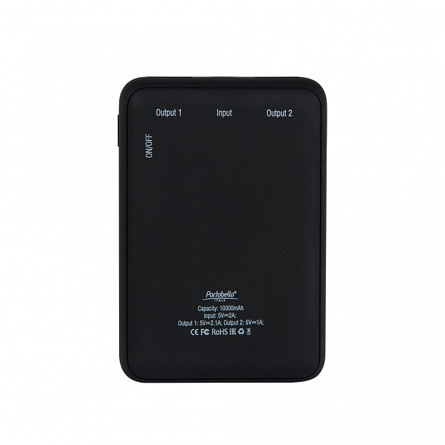 Внешний аккумулятор, Portu PB, 10000 mAh, черный, подарочная упаковка с блистером с логотипом в Волгограде заказать по выгодной цене в кибермаркете AvroraStore