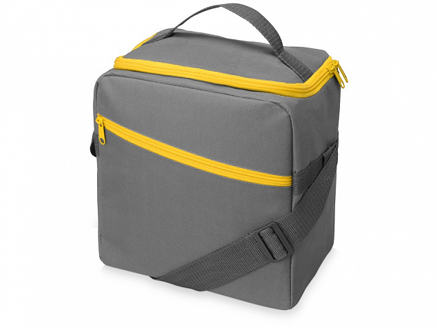 Изотермическая сумка-холодильник Classic c контрастной молнией, серый/желтый с логотипом в Волгограде заказать по выгодной цене в кибермаркете AvroraStore