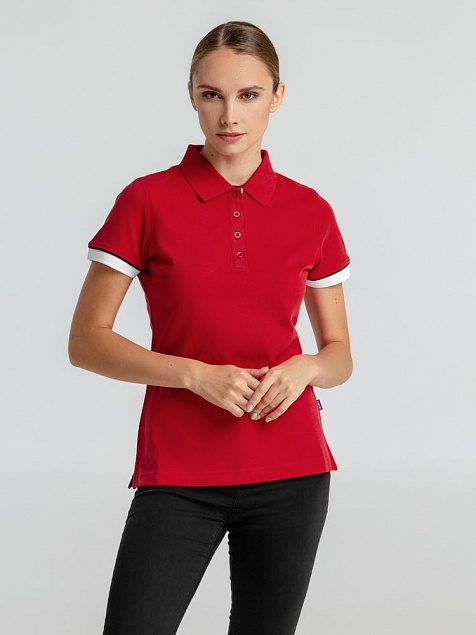 Рубашка поло женская ANTREVILLE, красная с логотипом в Волгограде заказать по выгодной цене в кибермаркете AvroraStore