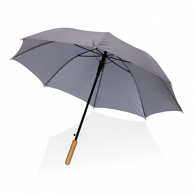 Автоматический зонт-трость с бамбуковой ручкой Impact из RPET AWARE™, 23" с логотипом в Волгограде заказать по выгодной цене в кибермаркете AvroraStore