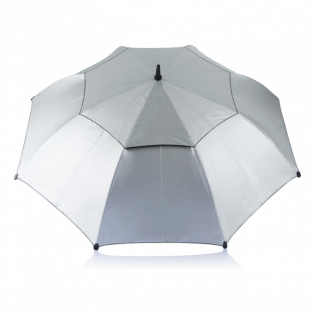 Зонт-трость антишторм Hurricane 27, черный с логотипом в Волгограде заказать по выгодной цене в кибермаркете AvroraStore
