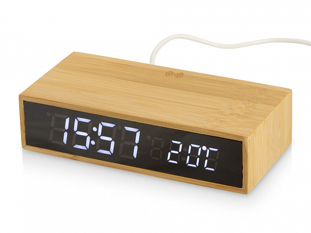 Часы настольные с беспроводной зарядкой «Index», 10 Вт с логотипом в Волгограде заказать по выгодной цене в кибермаркете AvroraStore