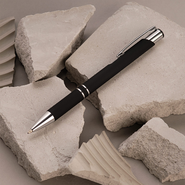 Шариковая ручка Alpha, черная с логотипом в Волгограде заказать по выгодной цене в кибермаркете AvroraStore