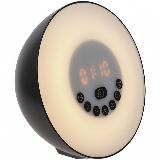 Лампа-колонка dreamTime для пробуждения светом и музыкой, черная с логотипом в Волгограде заказать по выгодной цене в кибермаркете AvroraStore