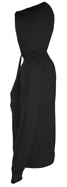 Толстовка женская на молнии с капюшоном Seven Women 290, черная с логотипом в Волгограде заказать по выгодной цене в кибермаркете AvroraStore