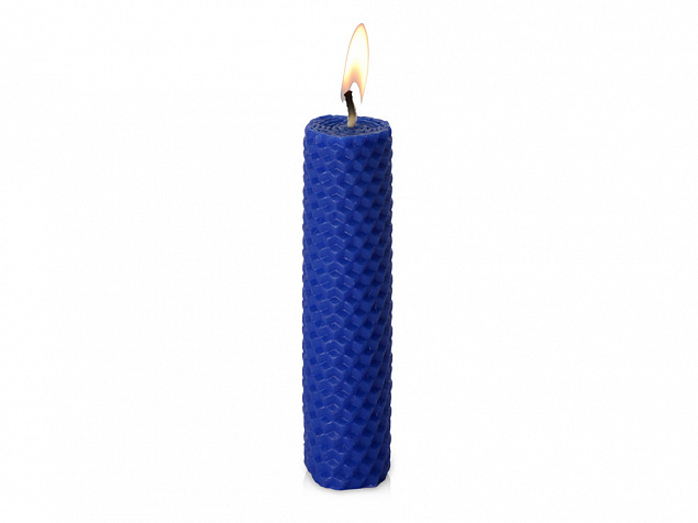 Свеча из вощины 3 х 12,5 см с деревянным ярлыком, синий с логотипом в Волгограде заказать по выгодной цене в кибермаркете AvroraStore