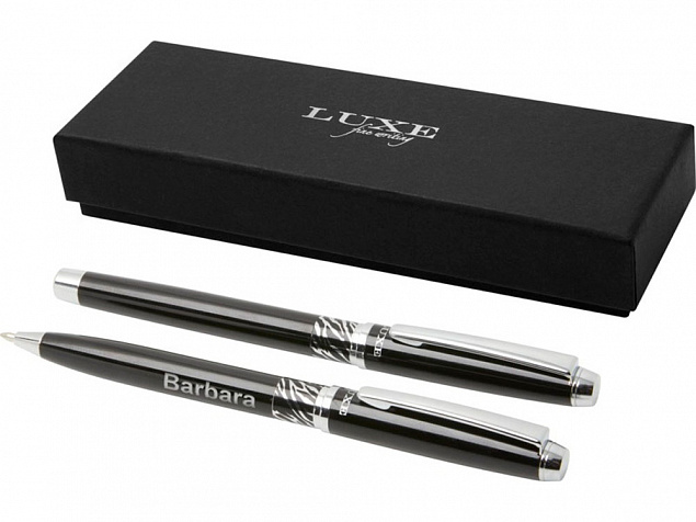 Rivulet Подарочный набор из двух ручек, черный с логотипом в Волгограде заказать по выгодной цене в кибермаркете AvroraStore