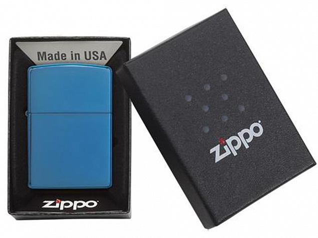 Зажигалка ZIPPO Classic с покрытием Sapphire™ с логотипом в Волгограде заказать по выгодной цене в кибермаркете AvroraStore