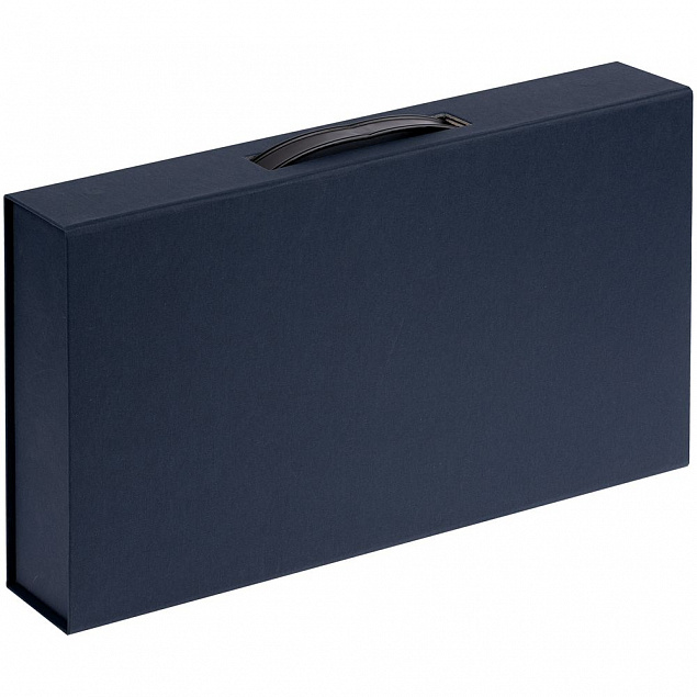 Коробка с ручкой Platt, синяя с логотипом в Волгограде заказать по выгодной цене в кибермаркете AvroraStore