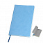 Бизнес-блокнот "Funky" А5, голубой, серый форзац, мягкая обложка,  в линейку с логотипом в Волгограде заказать по выгодной цене в кибермаркете AvroraStore