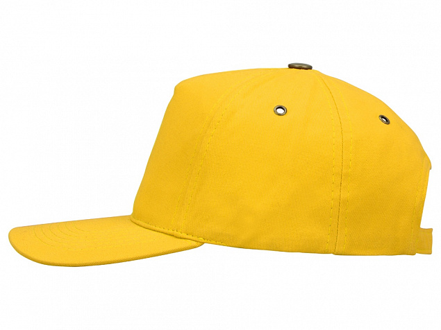 Бейсболка New York  5-ти панельная  с металлической застежкой и фурнитурой, желтый с логотипом в Волгограде заказать по выгодной цене в кибермаркете AvroraStore