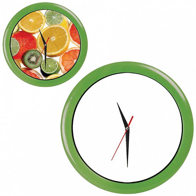 Часы настенные "ПРОМО" разборные ; зеленый яркий,  D28,5 см; пластик с логотипом в Волгограде заказать по выгодной цене в кибермаркете AvroraStore