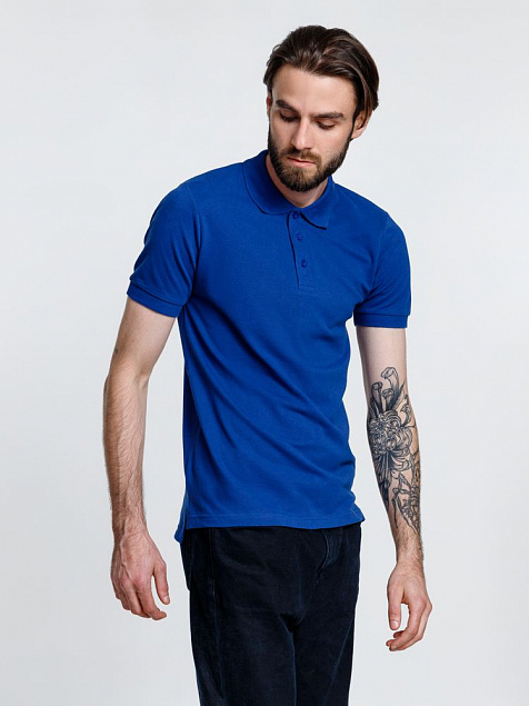 Рубашка поло мужская Adam, ярко-синяя с логотипом в Волгограде заказать по выгодной цене в кибермаркете AvroraStore