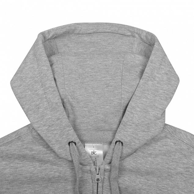 Толстовка мужская Hooded Full Zip серый меланж с логотипом в Волгограде заказать по выгодной цене в кибермаркете AvroraStore