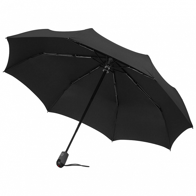 Зонт складной E.200, ver. 2, черный с логотипом в Волгограде заказать по выгодной цене в кибермаркете AvroraStore