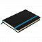 Ежедневник недатированный Ray, А5, черный/голубой, кремовый блок, без обреза с логотипом в Волгограде заказать по выгодной цене в кибермаркете AvroraStore
